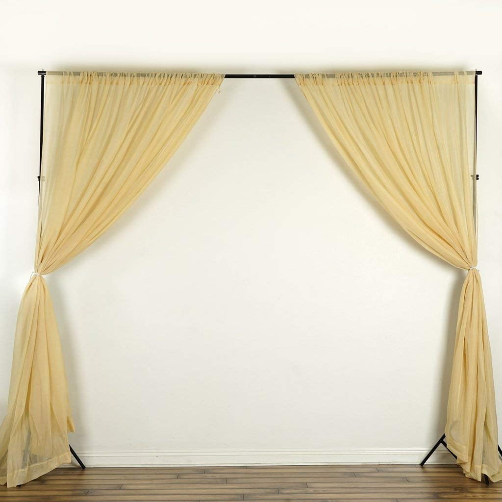 AK TRADING CO. 120" Wide (10Ft Wide) Sheer Voile Drape Panels for Backdrop, Wedding Events, Ceiling Drapes, Event Masking, Decor - Select from 6ft to 50ft Length. (10 feet x 10 feet, Champagne)