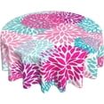 thumbnail image 4 of Dahlia Flower Round Tablecloth 60 Inch Pink Teal Blue Floral Circular Table Cloth Spring Dahlia Pinnata Blooming Table Cover for Dining Kitchen Parties Wedding, 4 of 6