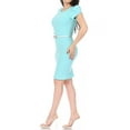 thumbnail image 2 of Women's Casual Solid Puff Sleeves Midi Dress with Belt, 2 of 6
