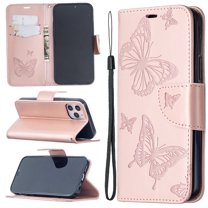 Allytech iPhone 12 Pro Case, iPhone 12 6.1" Case, Folio Flip PU Leather Slim Fit Kickstand Cover with Credit Cards Holder Hand Wrist Strap Wallet Case Cover for Apple iPhone 12 Pro/ iPhone 12, Pink