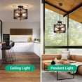 thumbnail image 2 of EDISHINE Ceiling Pendant Light, Farmhouse Ceiling Light Fixture, Metal Wood Grain Finish, 2-Light Pendant Light Fixtures for Hallway, Entryway, Foyer, Dining Room, 2 of 8