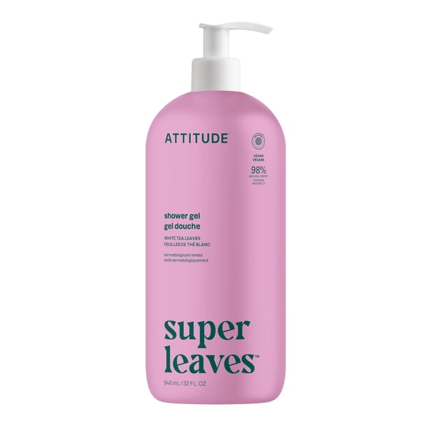 ATTITUDE Body Wash, EWG Verified, Plant- and Mineral-based Ingredients, Vegan and Cruelty-free Shower Soap, White Tea Leaves, 32 Fl Oz