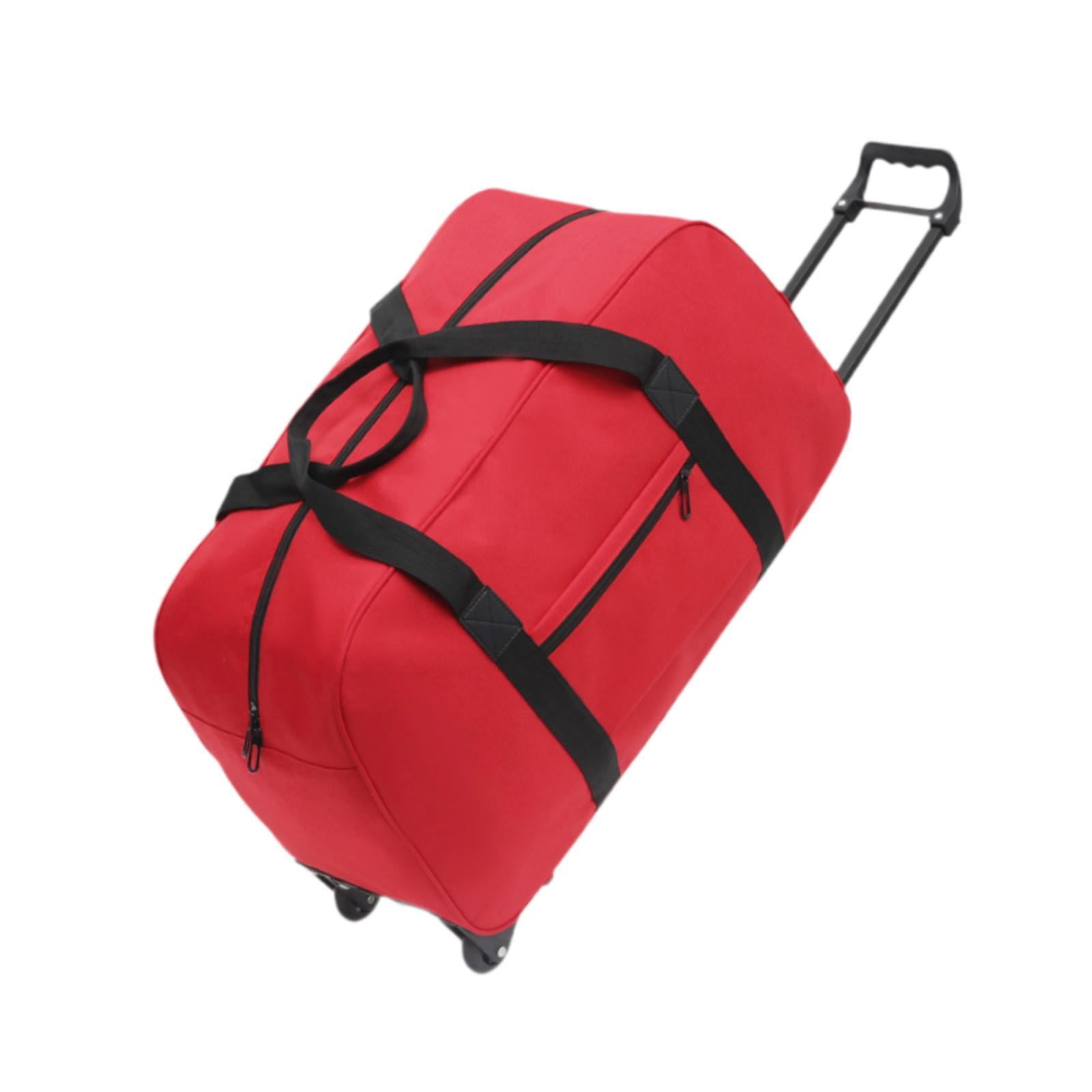 Wzmzjy Wheeled Duffel Bag Suitcase Telescoping Handle Handbag Men Women Multifunctional red
