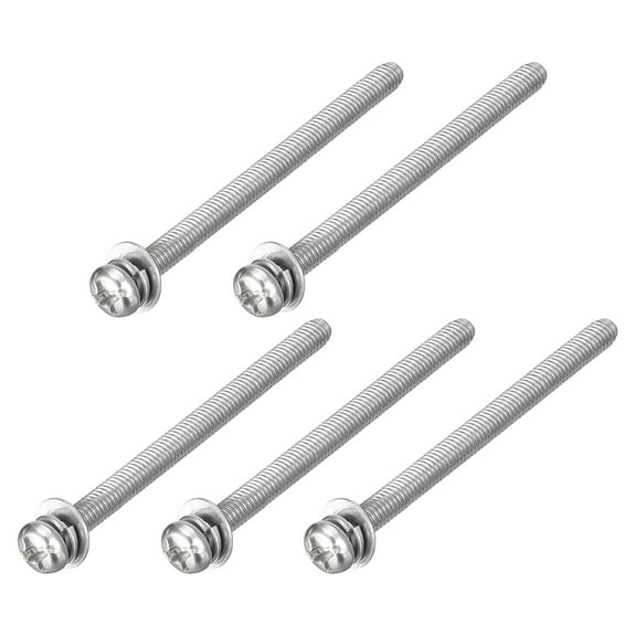 M3 x 40mm 304 Stainless Steel Phillips Pan Head Machine Screws Bolts Combine with Spring Washer and Plain Washers 5Pack