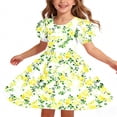 thumbnail image 4 of Amidoa Girl Dresses Skater Short Sleeve Twirl A-Line Dress Summer Casual Sundress for Kids Yellow Size 11, 4 of 7