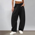 thumbnail image 6 of Barrel Sweatpants Women Fall Winter Elastic Waist Casual Loose Fit Wide Leg Sweat Pants Trousers with Pockets, 6 of 8