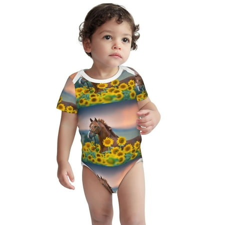 

Fotbe Horse Sunflowers Pattern Unisex-baby Short-sleeve Bodysuit Short Sleeve Bodysuits One-piece 100% Organic Cotton for Infant Baby Boys Unisex-2 Years