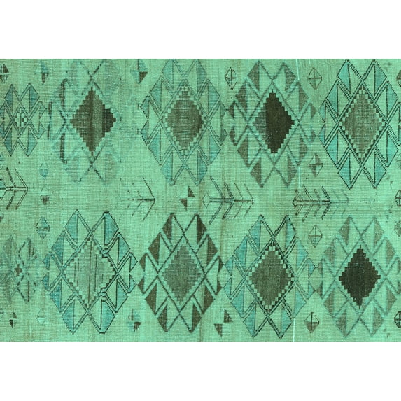 Ahgly Company Machine Washable Indoor Rectangle Persian Turquoise Blue Traditional Area Rugs, 5' x 8'