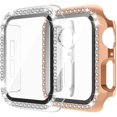 thumbnail image 1 of Apple Watch Case with Tempered Glass Screen Protector for iWatch 40mm Series 6/5/4/SE [2 Pack] Bling Crystal Diamond Rhinestone Bumper Full Cover Protective Case for Women Girls, 1 of 7