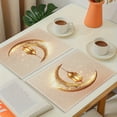 thumbnail image 4 of 4pcs Ramadan Lantern and Moon Pattern, Machine Washable Linen Placemat, Heat-Resistant, Heat-Resistant, and Easy to Clean Placemat, Table Decoration, Holiday Party Layout, Tabletop Protection, 4 of 5