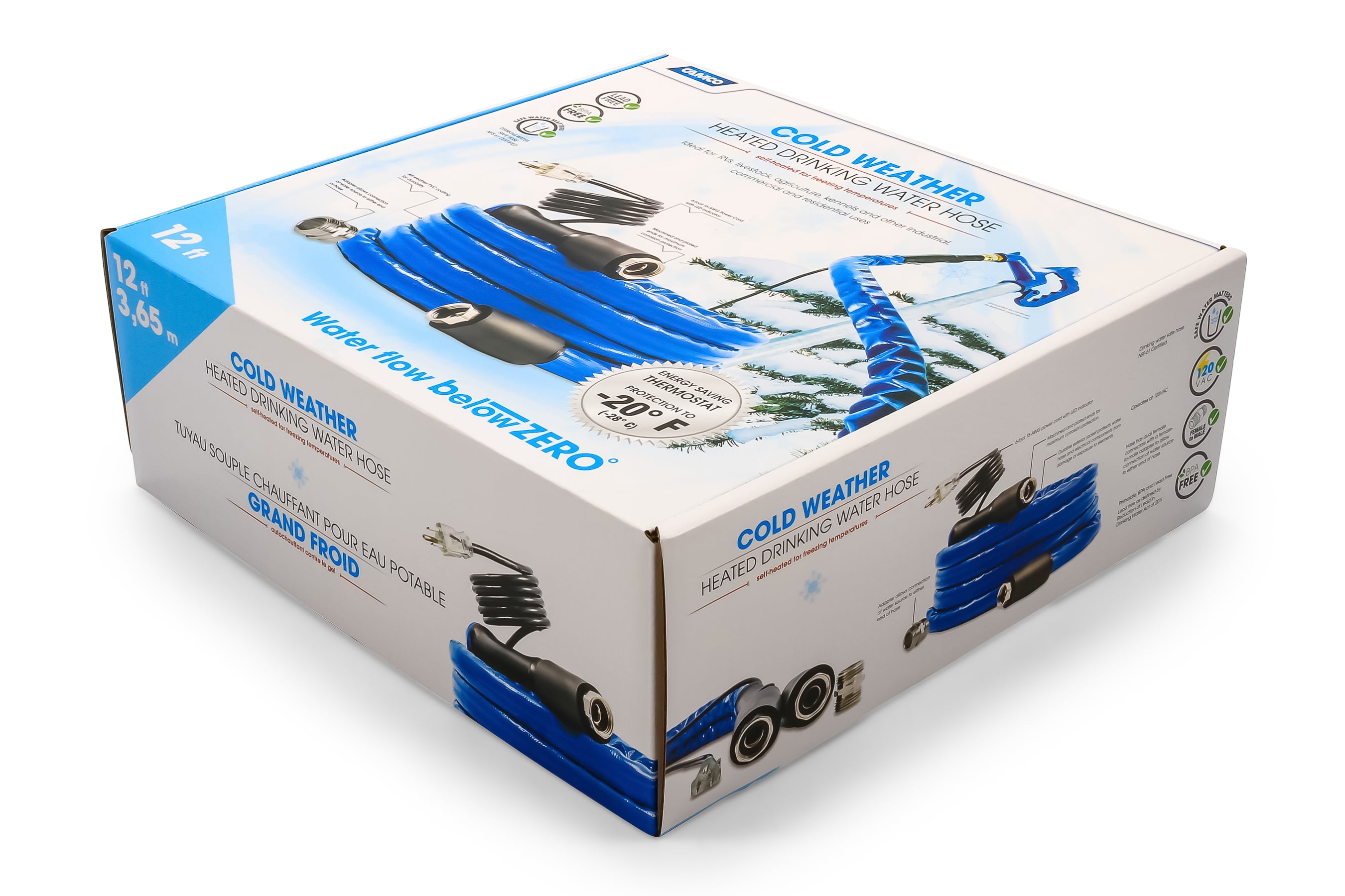 Camco TastePURE 12' Heated Drinking Water Hose, Freeze Protection Down to  -20F/-28C, PVC, Blue (22910) - Walmart.com