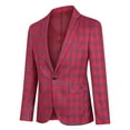 thumbnail image 4 of Cloudstyle Men's Slim Fit Checkered Single-Breasted Blazer, 1-Button Business Casual Jacket with Wrinkle-Free Fabric, Spring/Fall Office & Leisure Wear, 4 of 16