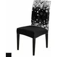 thumbnail image 4 of Chair Covers for Dining Room Set of 4,Winter Christmas Snowflakes Stretch Seat Protector Removable Washable Chairs Slipcovers for Kitchen Banquet Wedding Hotel,Black and White, 4 of 6