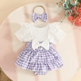 thumbnail image 2 of TAmten Preemie Baby Girl Clothes Ruffled Sleeveless Romper Floral Dreesy Bodysuit Heaedband 2pcs Baby Girl Summer Clothes(Purple,0-3 Months), 2 of 4