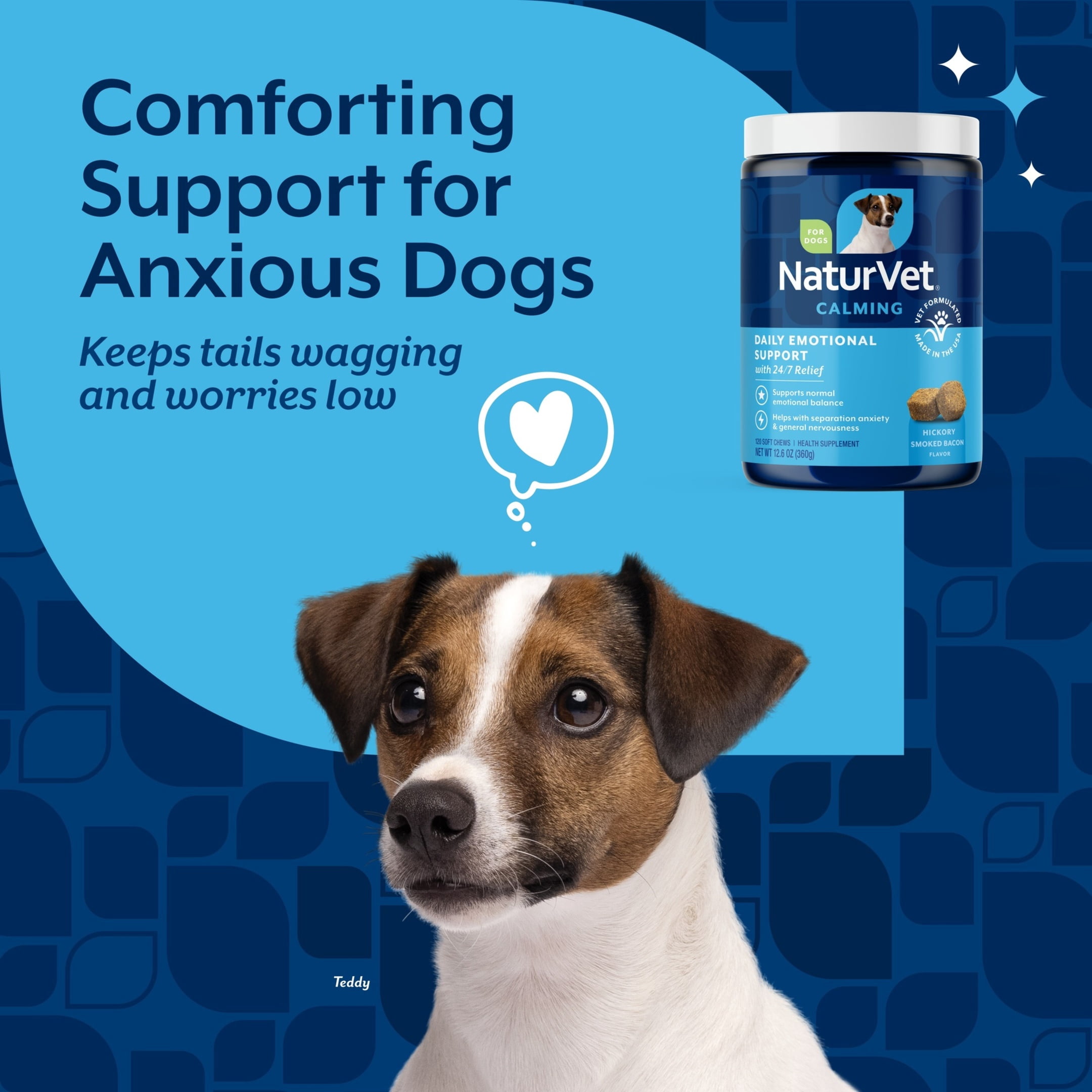NaturVet Emotional Support + 24/7 Support Soft Chews for Dogs 120ct