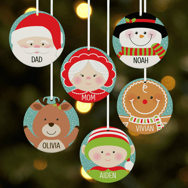 Download Personalized Festive Faces Round Christmas Ornament ...