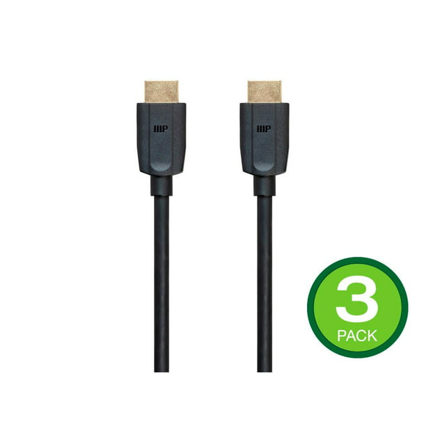 Monoprice 8K HDMI Cable - 6 Feet - Black (3 Pack) Ultra High Speed, 8K@60Hz, 48Gbps, eARC, UHDTV, AMD FreeSync, Compatible with PS 5 / PS 5 Digital Edition /