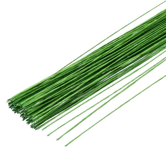 100pcs Light Green Floral Wire Stems Bendable 0.35mm 28 Gauge Florist Wire for Artificial Flower