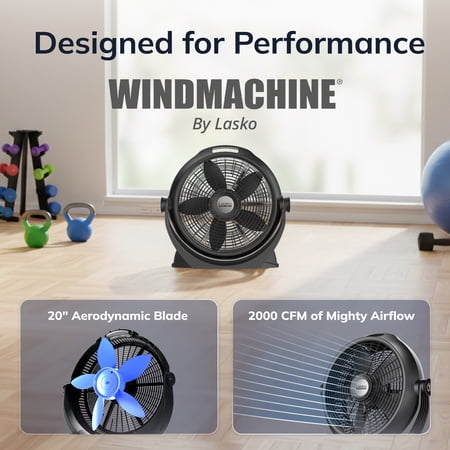 Color Grey Lasko WindMachine 20 3 Speed Pivoting Air Circulator Floor Fan, , A20305