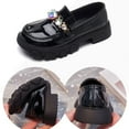 thumbnail image 3 of Little Girls Patent Leather Slip-On Penny Loafer Rhinestones Flats Black White School Uniform Dress Shoes for Girls (30,Black), 3 of 5