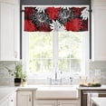 thumbnail image 2 of Dahlia Kitchen Curtains Red Chrysanthemum Valances for Windows, Botanical Prints Curtains & Drapes, Blackout Curtains Rod Pocket Kitchen Curtains and Valances Set Tier Curtains for Bathroom, 2 of 5