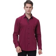 Casey Kevin Mens Dress Shirts Wrinkle Free Slim Fit Stretch Long Sleeve Business Casual Button Down Shirts with Pocket for Men