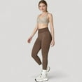 thumbnail image 6 of Women's Seamless Ribbed High Waist Full Length Leggings with Compression Fit - Large, Brown, 6 of 7
