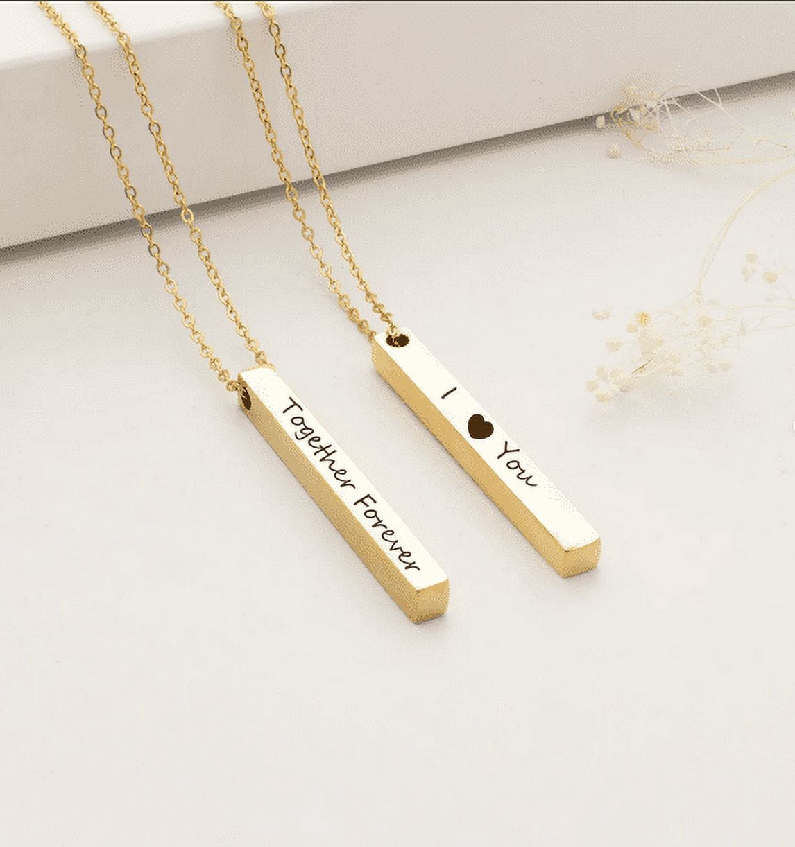 Boyfriend Birthday Gift - Personalized 4 Sides Name Bar Necklace - Custom Bar Necklace - Couple Necklace Personalized Gift