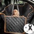 thumbnail image 4 of Dog Backseat Extender, Mesh Visual Window Dog  Cover  for Car 147x137x40cm Orange Edge with Safety Belt, 4 of 7