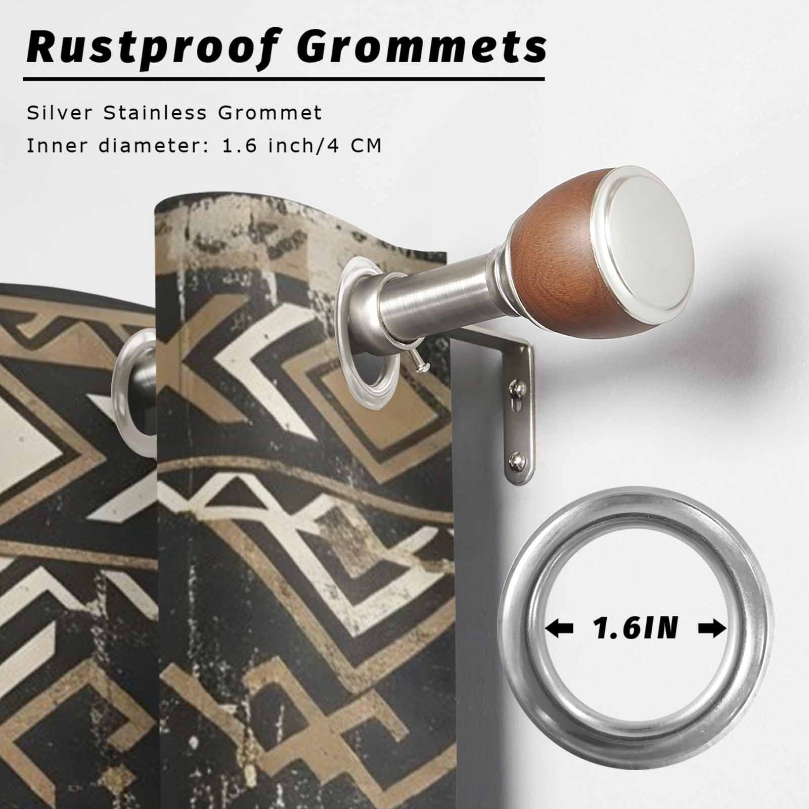 Sunburst Emblem Outdoor Curtains for Patio, Boho Black Tribal Rustic Brown Retro Geometric Sunshade Privacy Drapes Grommet Waterproof Outside Curtains for Porch/Cabana/Balcony 54"x 108", 1 Panel