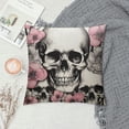 thumbnail image 2 of JEUXUS  Skull and with Flowers Pillow Cover Pink Cherry Rustic Throw Pillow Covers for Sofa Couch Decoration, 2 of 5
