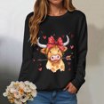 thumbnail image 2 of vigerkar Cow Valentine's Sweatshirt, Pink Heart Cow Sweater, Cute Crewneck Pullover for Women (Black, XL), 2 of 9
