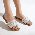 thumbnail image 6 of GJPBGK Women's Pearl Beaded Slide Sandals Casual Summer Flat Sandals Fashion Embellished Slip-On Sandals Comfortable Open Toe Slippers for Beach Travel & Everyday Wear, 6 of 8