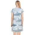 thumbnail image 2 of Women's Sleep Dress Nightgown with Short Sleeves Blue and Gray Sharks Pattern Sleepwear Sizes S-2X, 2 of 6