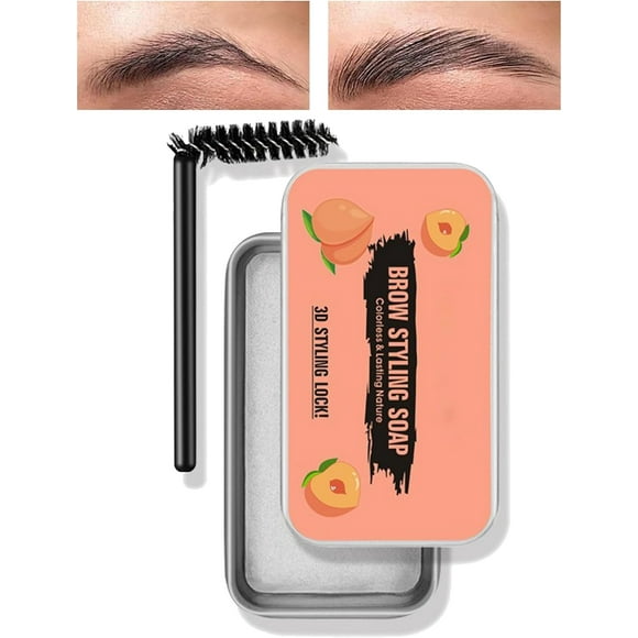 3pcs Clear Eyebrow Gel, Styling Brow Gel, Long-lasting Eyebrow Pomade Smudge-Proof Brow Glue, Quick Dry Honey Peach Eyebrow Wax for Natural Brows Shaping, Lightweight Eyebrow Soap Kit