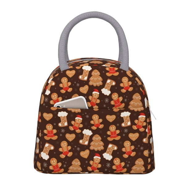 Easygdp Christmas Gingerbread Cookies Bolsa de Almuerzo Insulada Grande, Forro de Aluminio, Diseño Espacioso, a Prueba de Fugas, Ideal para Trabajo, Picnics, Viajes y Actividades al Aire Libre