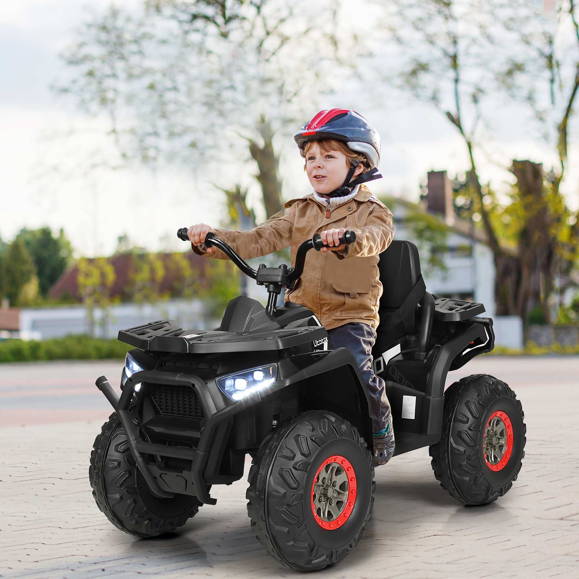 Costway 12V Kids Electric 4-Wheeler ATV Quad 2 Speeds Ride On Car w/MP3&LED Lights Black - image 2 of 9