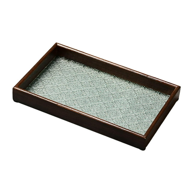Bandejas de tocador de vidrio en relieve Platos especiales multiusos Solución de almacenamiento de escritorio Cosméticos de baño Bandeja de servicio c Rectángulo marrón oscuro perfecl bandeja de servir
