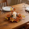 thumbnail image 6 of Artificial Maple Leaf Candle Holder Set, Fall Wreath Centerpiece For Table, Thanksgiving Party, Or Halloween Decoration, 6 of 6