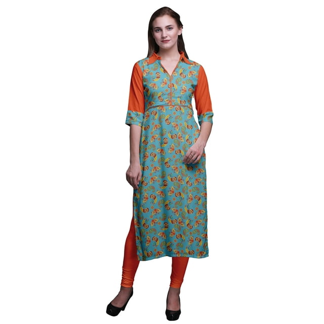 Bimba Rayon Panel Kurta Printed Women StraightKurtiIndian Summer Clothing