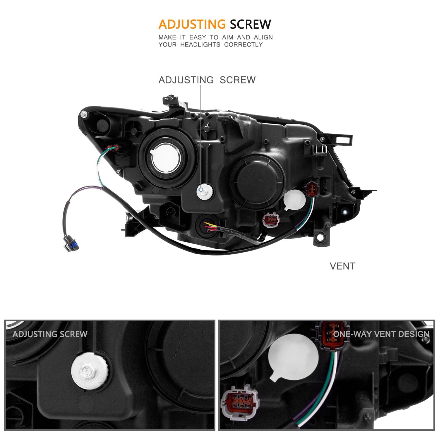 For 2014 2015 2016 Nissan Rogue Halogen LED DRL Headlights Assembly Pair