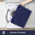 thumbnail image 6 of Vaukki Geometric Bathroom Rug Set of 3 Microfiber Soft Absorbent Non Slip Bath Rugs for Bathroom，(18"x26"+20"x47"+20"x24"，Dark Blue), 6 of 9