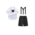thumbnail image 5 of DJDLJWCJ Boys School Uniform Sets 4 Piece Short Sleeve White Shirt and Flat Front Shorts ，Adjustable Suspenders with Tie Black Size 3T, 5 of 7
