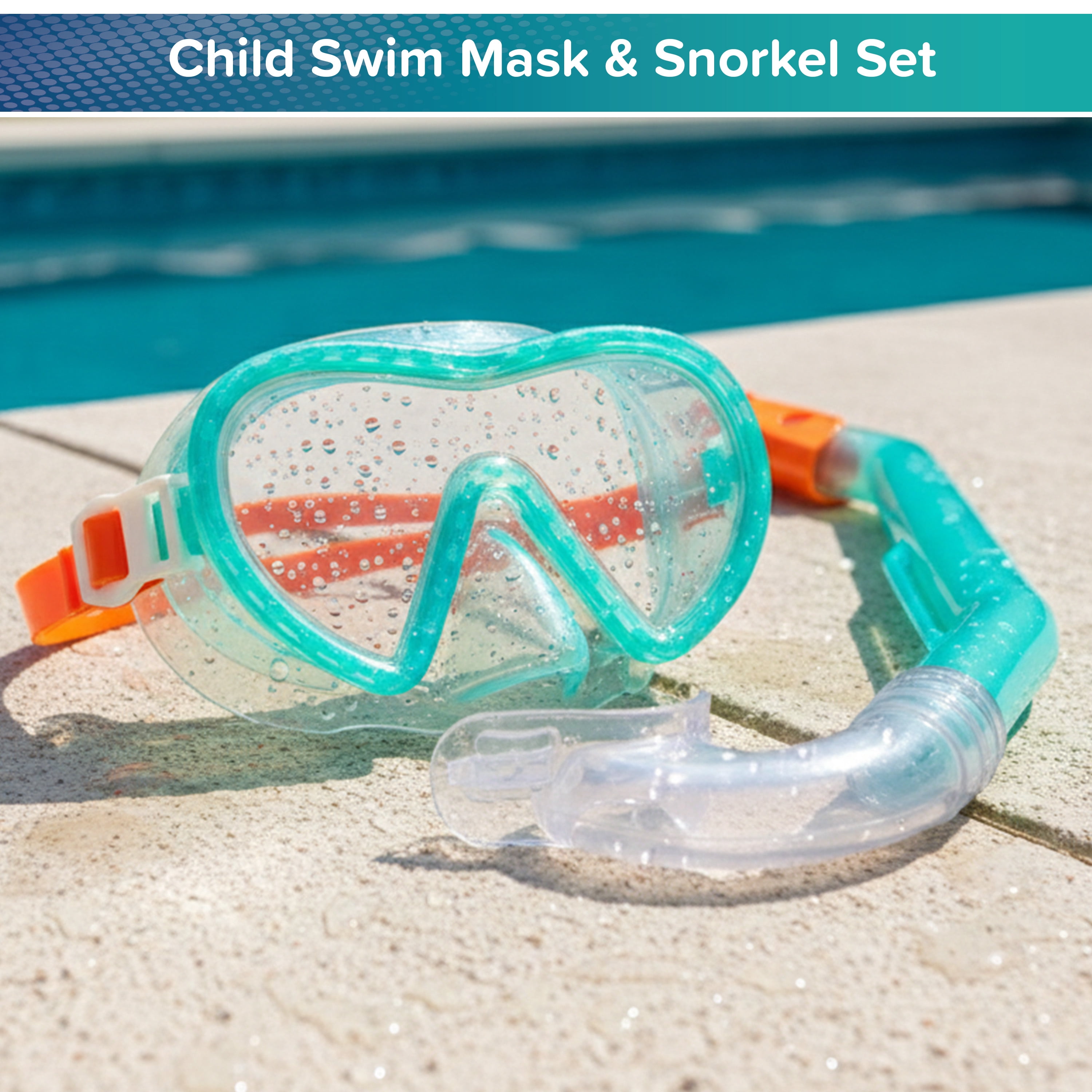 Aqua Dolfino Latex Free Swim Mask and Snorkel Set for Children, 3+