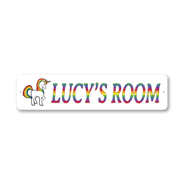 (Metal de aluminio) Letrero de metal para habitación de unicornio infantil Tamaño del letrero de metal: 4 x 16 pulgadas