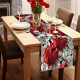 thumbnail image 2 of Linen Valentine's Day Table Runner with Rose Patterns, Romantic Tablecloth for Wedding Parties and Holiday Dining Decor, 2 of 9