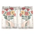 thumbnail image 7 of Yayeee Kitchen Curtains Tier Pair Light Filtering 27"x24" Rod Pocket Short Cafe Window Panel, Beige Cute Flower, 7 of 7