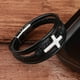 thumbnail image 5 of Pulsera de cuero negro para hombre Pulsera de cuero trenzado de capas Confirmación, 5 of 5
