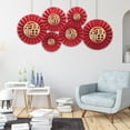 thumbnail image 4 of 1 Set Paper Fan Clear Pattern Tear Resistant Easy to Assemble Red Wedding Paper Fan Decoration for Annivesary, 4 of 8