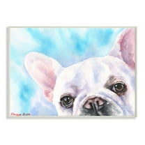Stupell Industries French Bulldog Puppy Eyes Gaze White Blue Wall Plaque, 10 x 15, Design by George Dyachenko